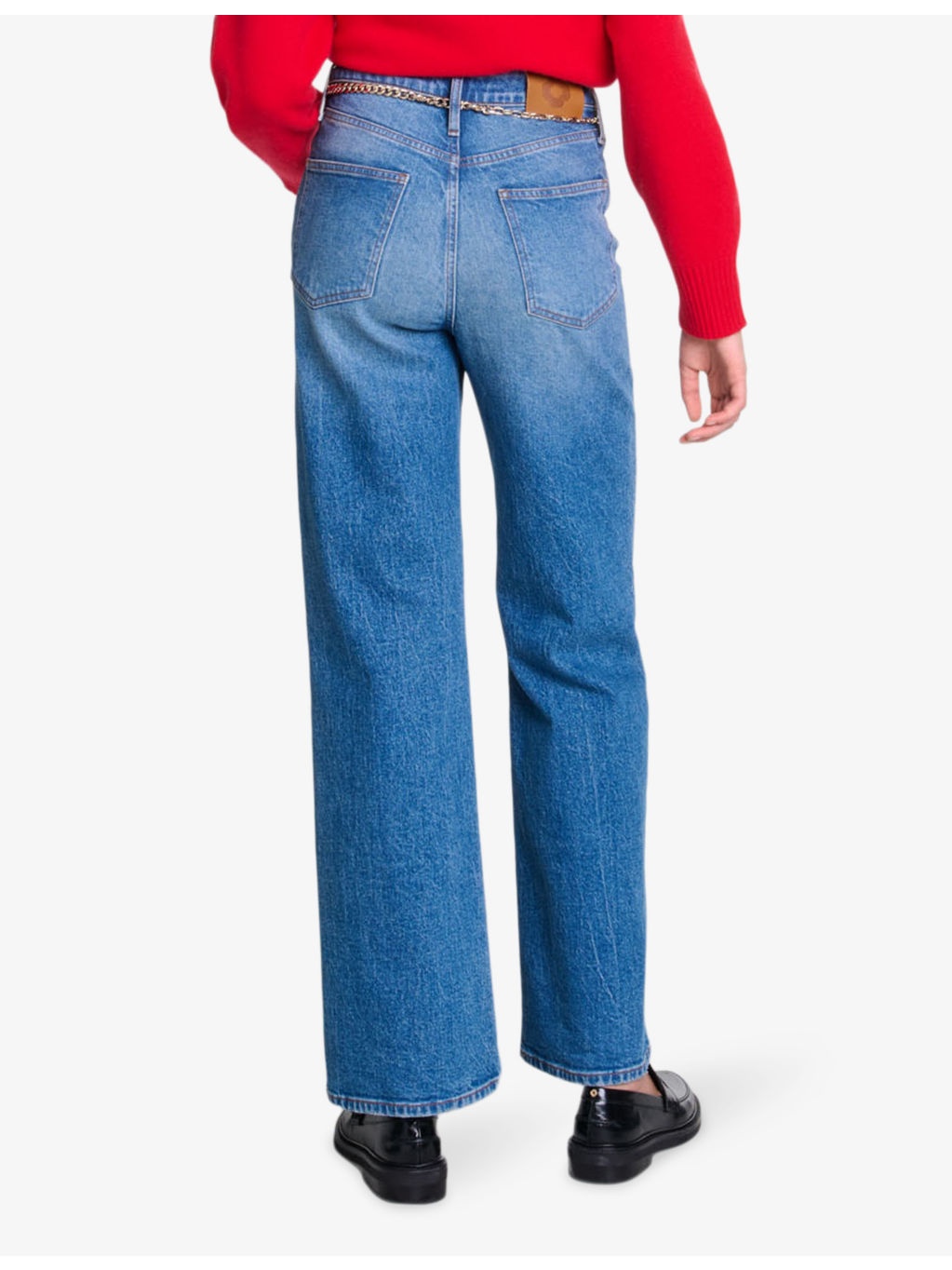 Chain-belt straight-leg high-rise stretch-denim jeans - 4