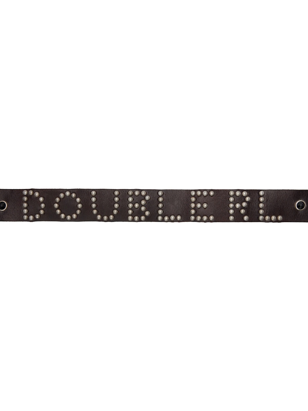 Brown Studded-Logo Leather Belt - 2