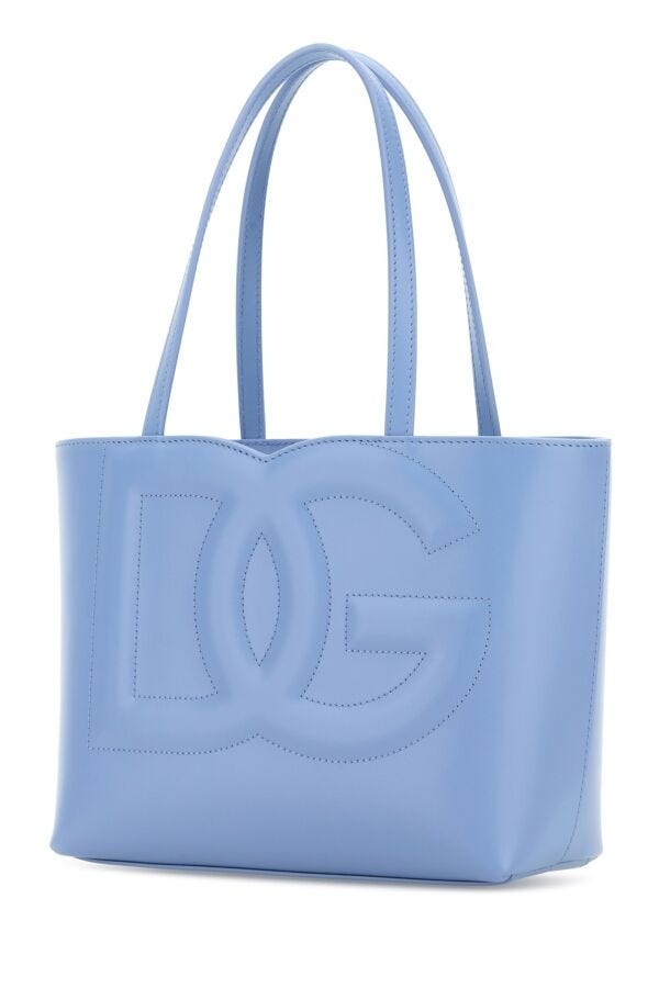 Dolce & Gabbana Woman Powder Blue Leather Logo Shopping Bag - 2