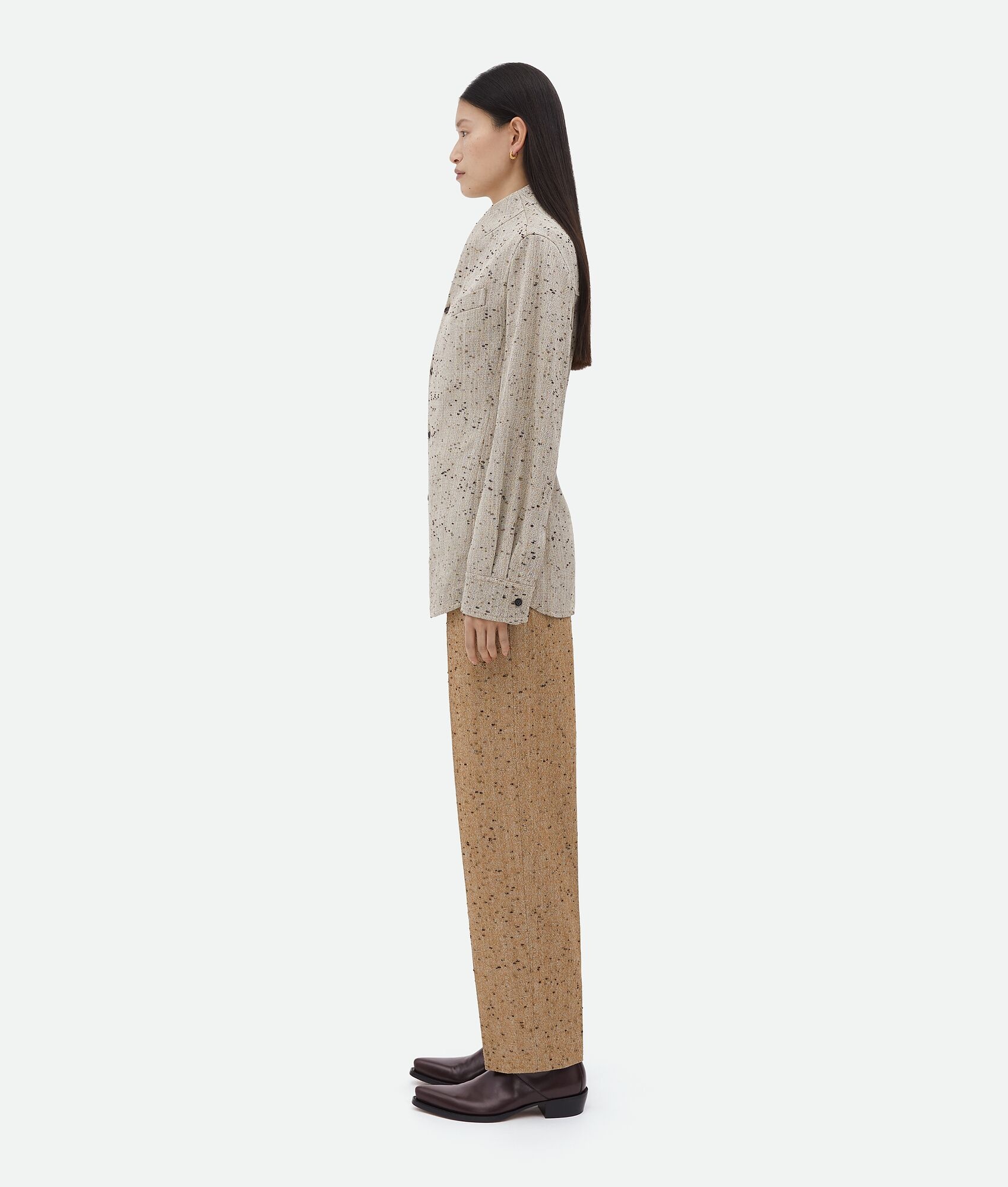 Knotted Wool Funnel Neck Shirt - 2