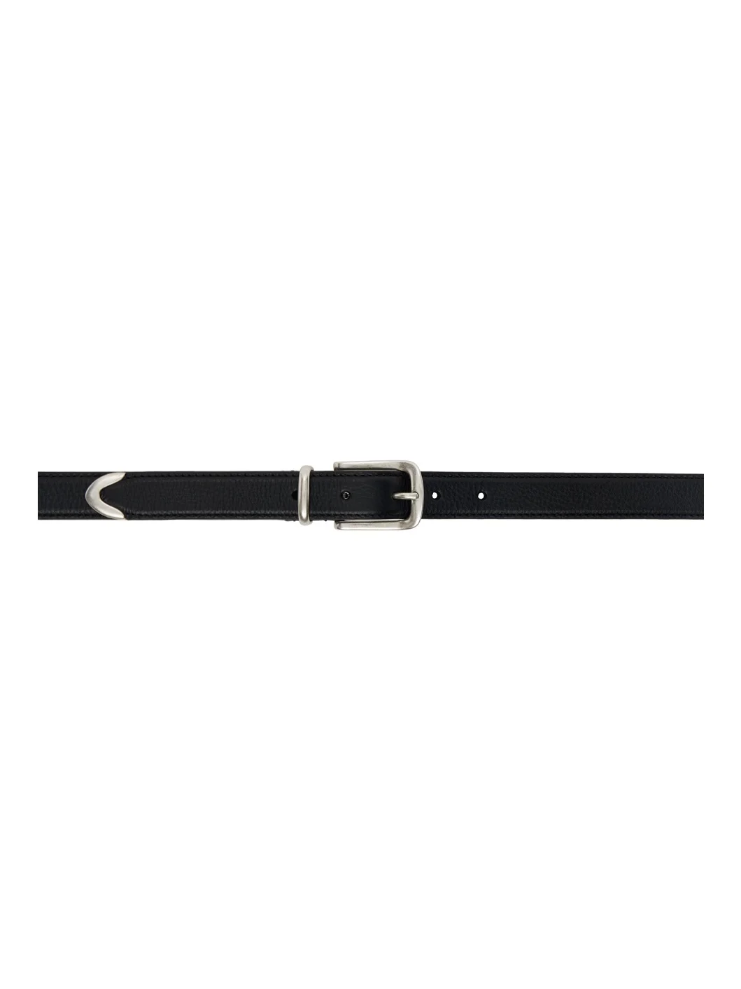 Black Narrow Stitch Trimmed Belt - 1
