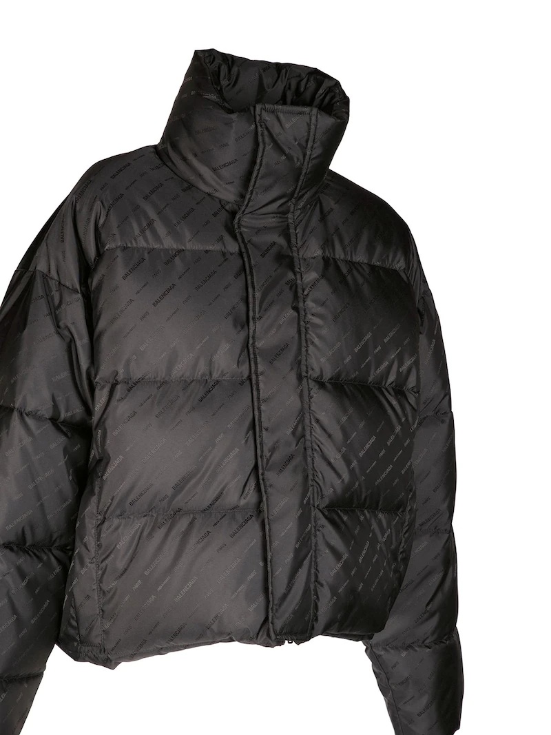 JACQUARD LOGO NYLON PUFFER JACKET - 4