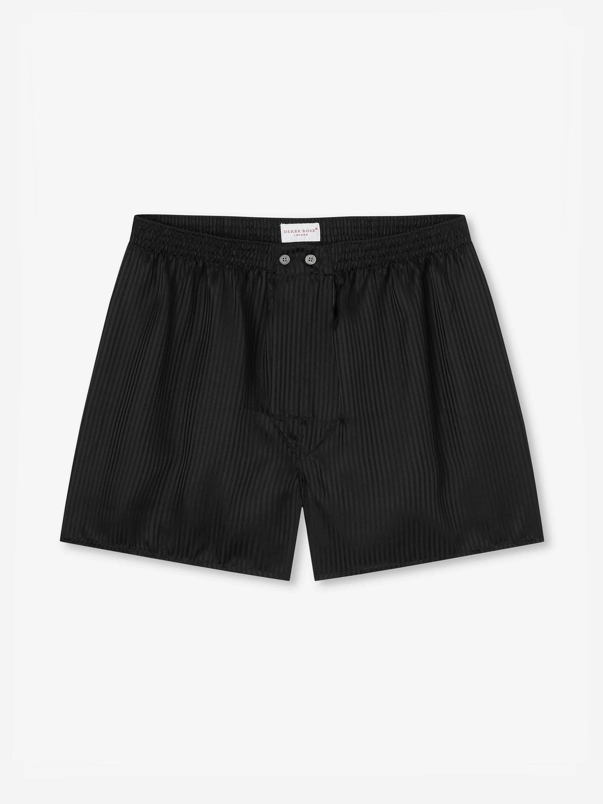 Men's Classic Fit Boxers Woburn Silk Satin Black - 2
