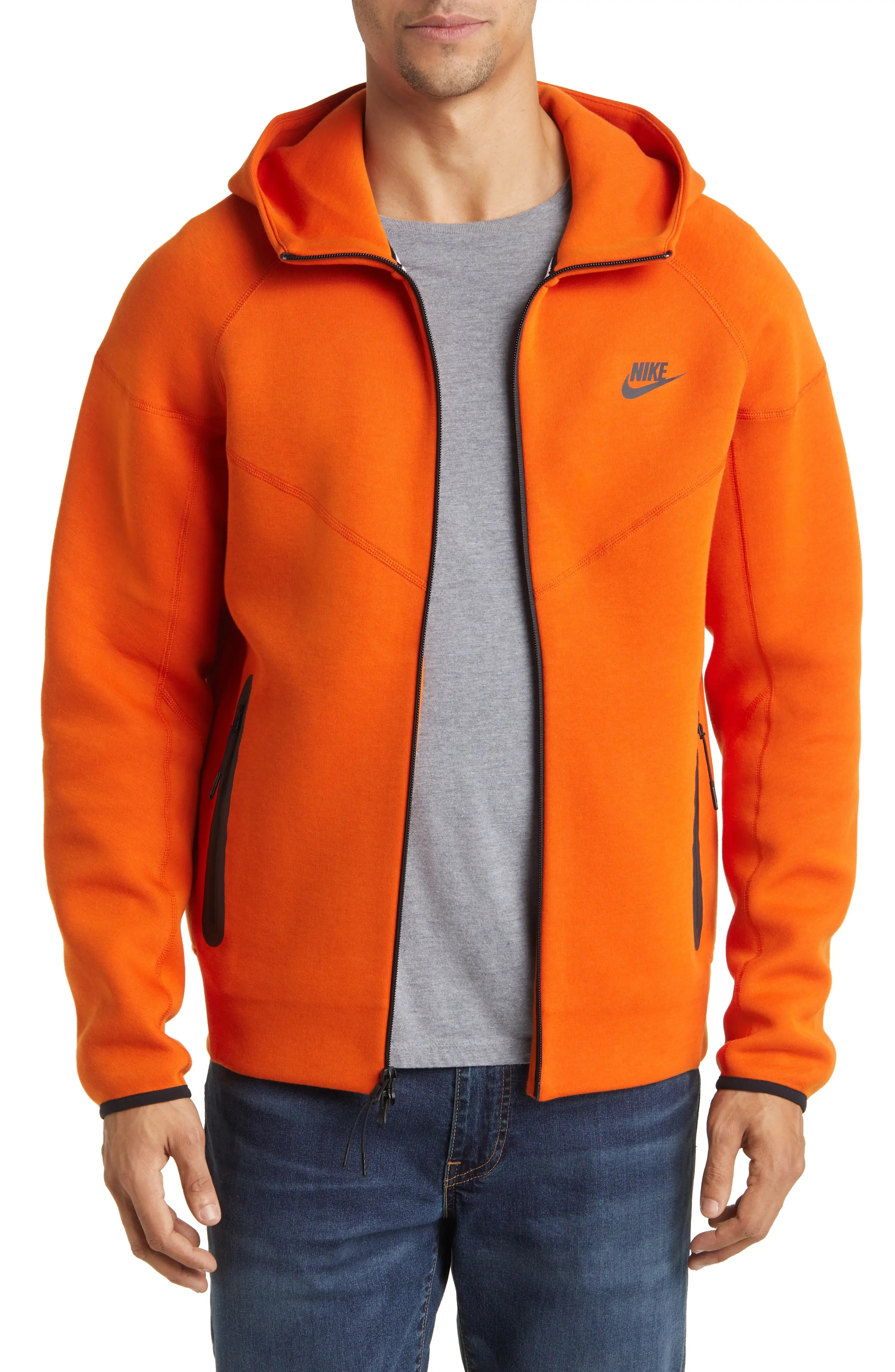 Tech Fleece Windrunner Zip Hoodie in Campfire Orange/Black - 4