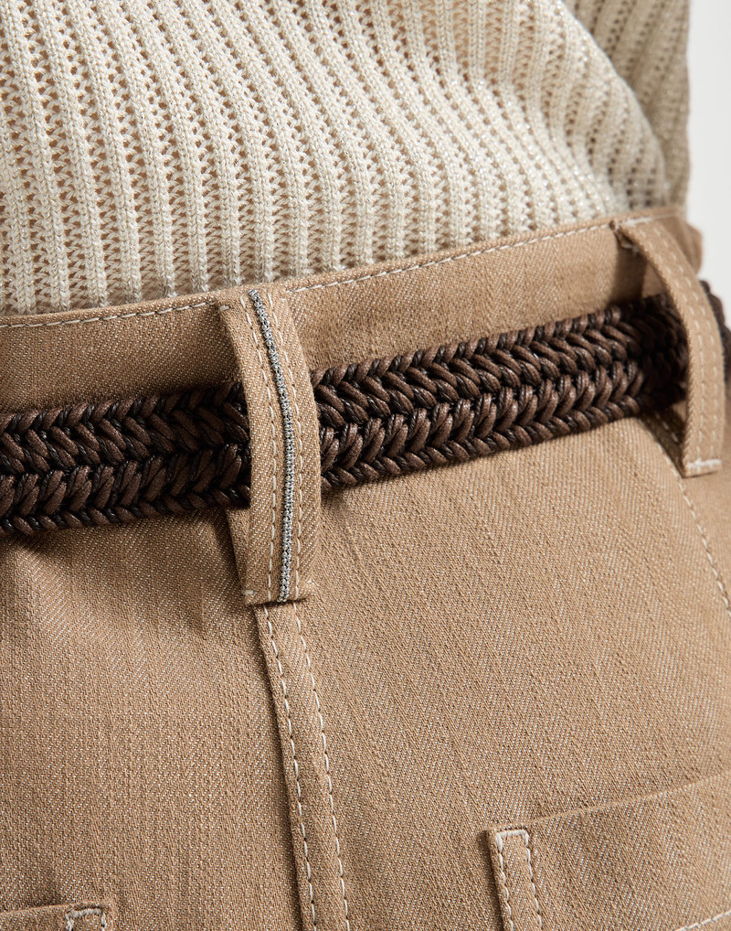 Denim-effect twill smart wide trousers with monili 4