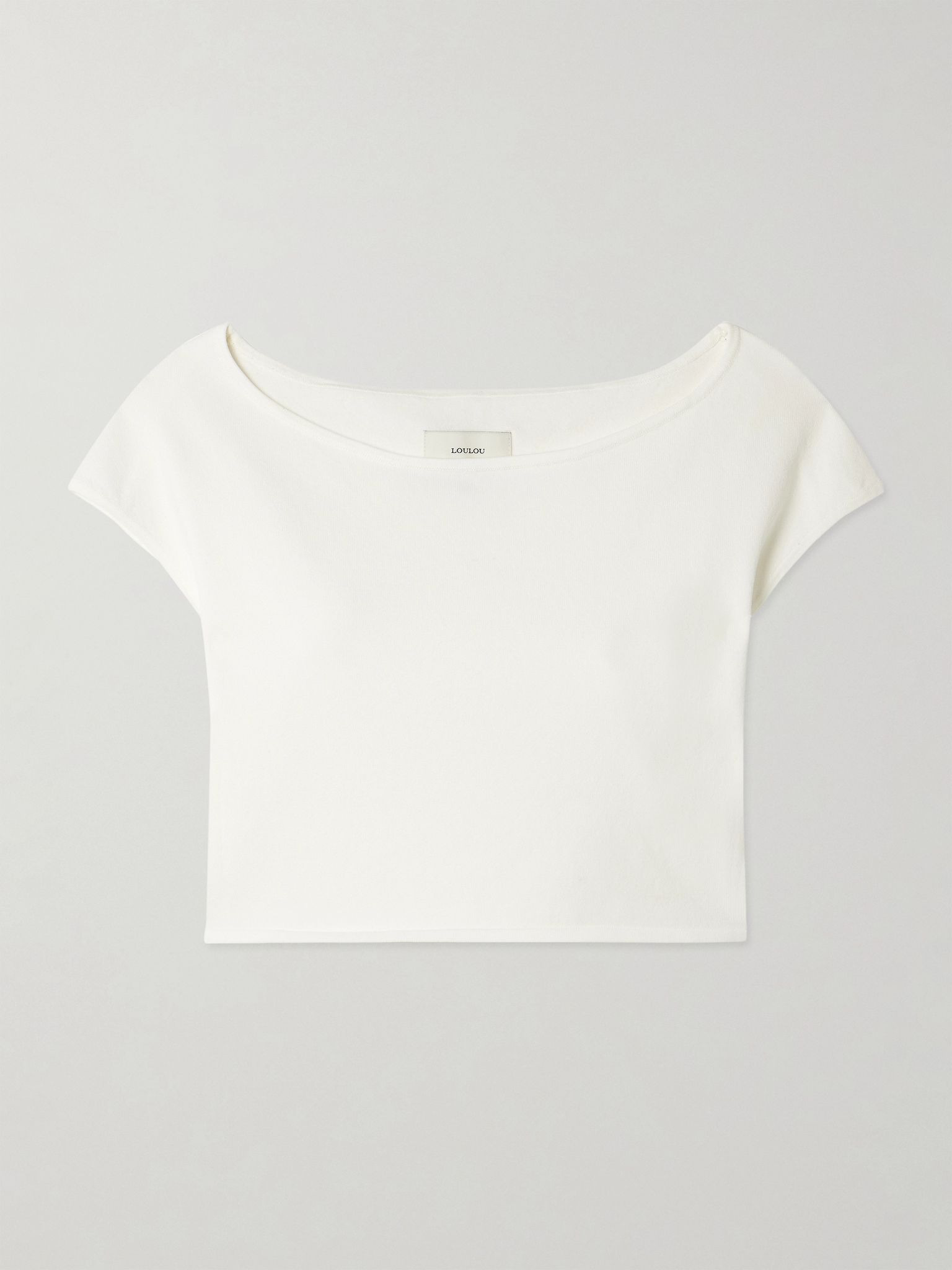 Polly cropped knitted T-shirt Ivory - 1
