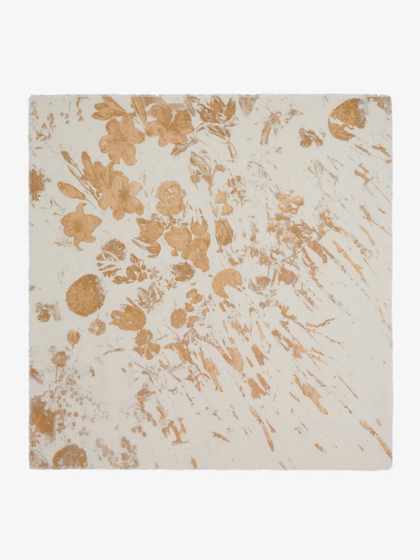Women's Gold Floral Splash Shawl in Ivory/gold - 1