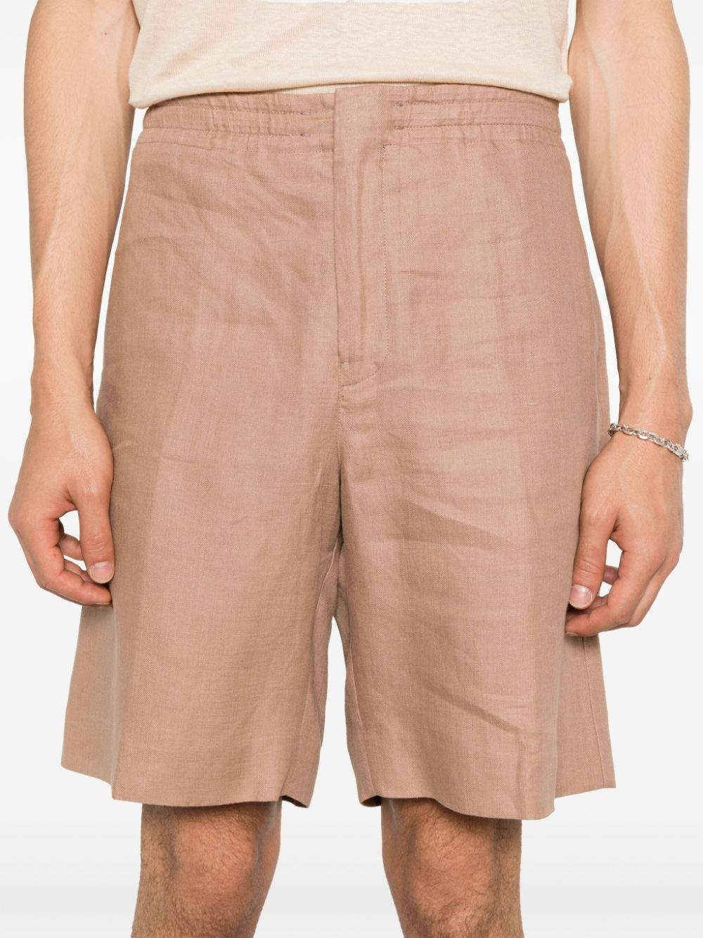linen straight-leg shorts - 5