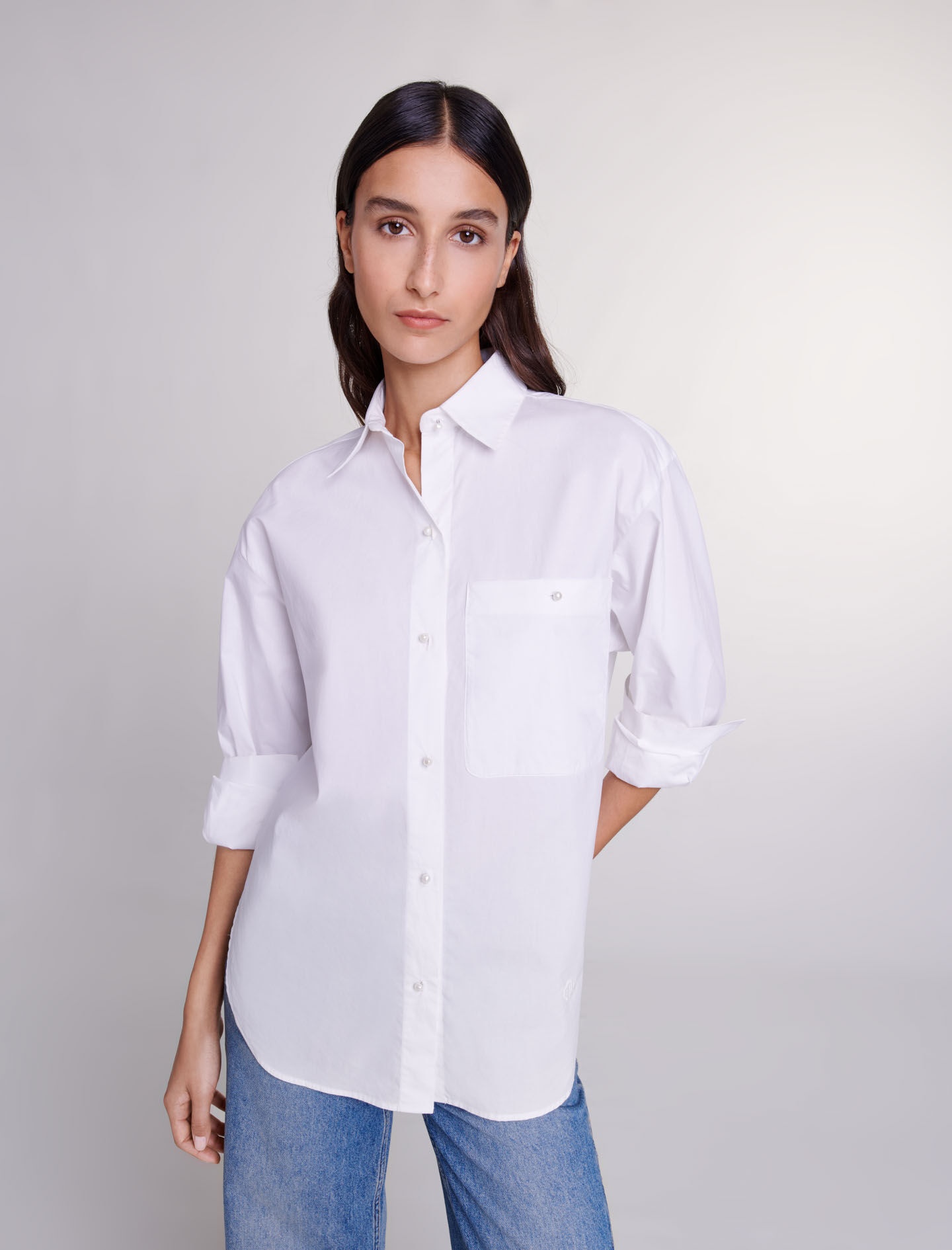 White cotton poplin shirt - 6