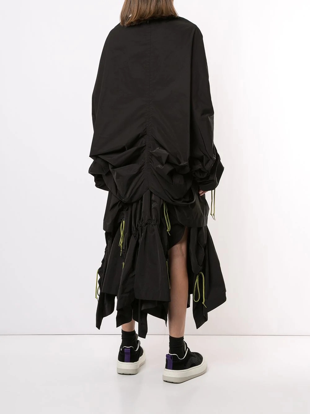 gathered drawstring oversized jacket - 4