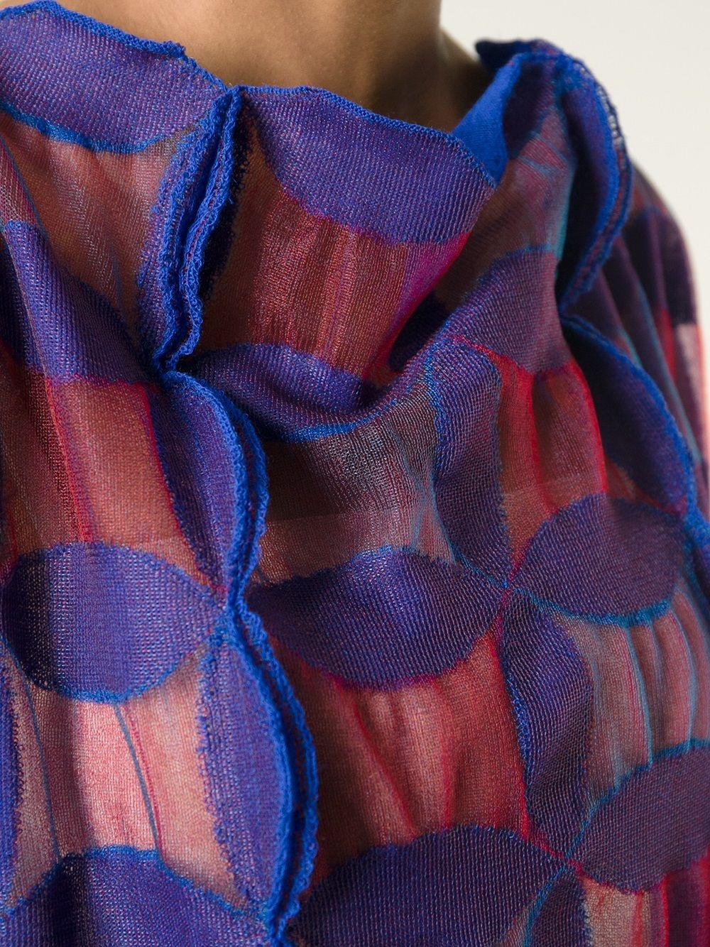 sheer knit motif top - 5