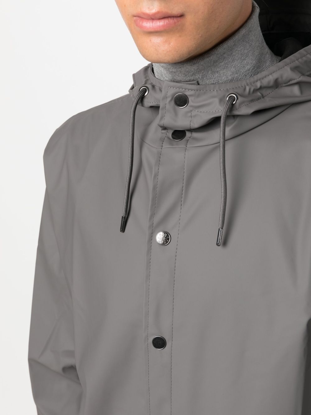 drawstring-hood press-stud parka coat - 6
