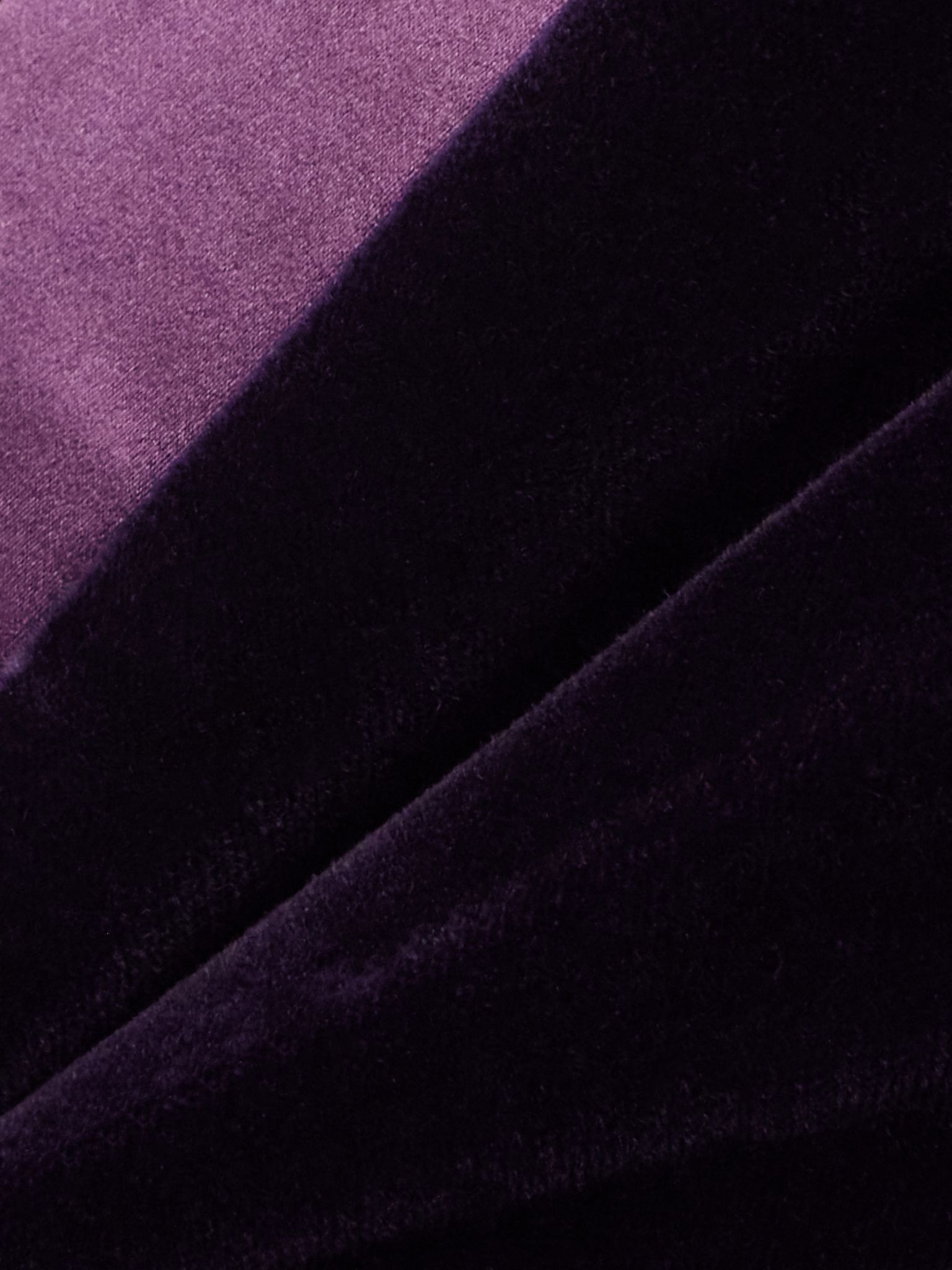 Satin-trimmed cotton-blend velvet straight-leg pants Dark purple - 5