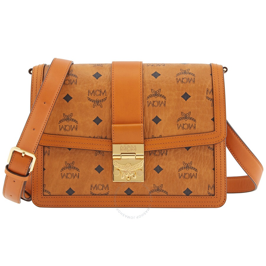 MCM Signature Visetos Tracy Shoulder Bag In Cognac - 2