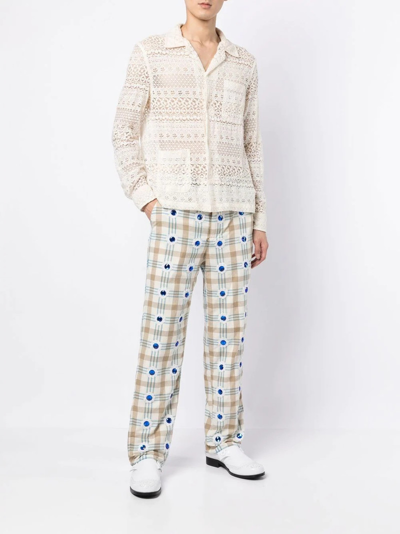 BODE embellished checked straight-leg trousers outlook