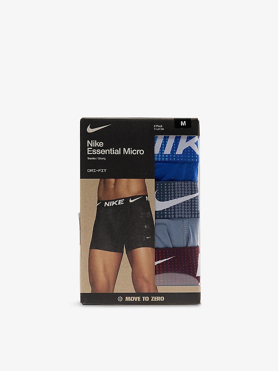 Essential Micro logo-waistband pack of three stretch-jersey trunks - 2