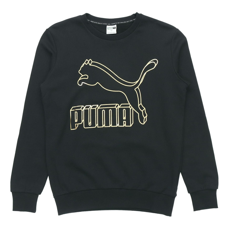 PUMA Classics logo Sweater 'Black Yellow' 595892-56 - 1