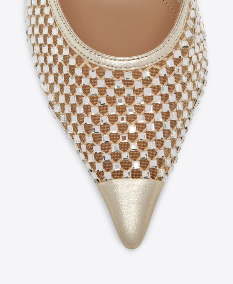Vega 70 Gold Crystal Leather Mules 4