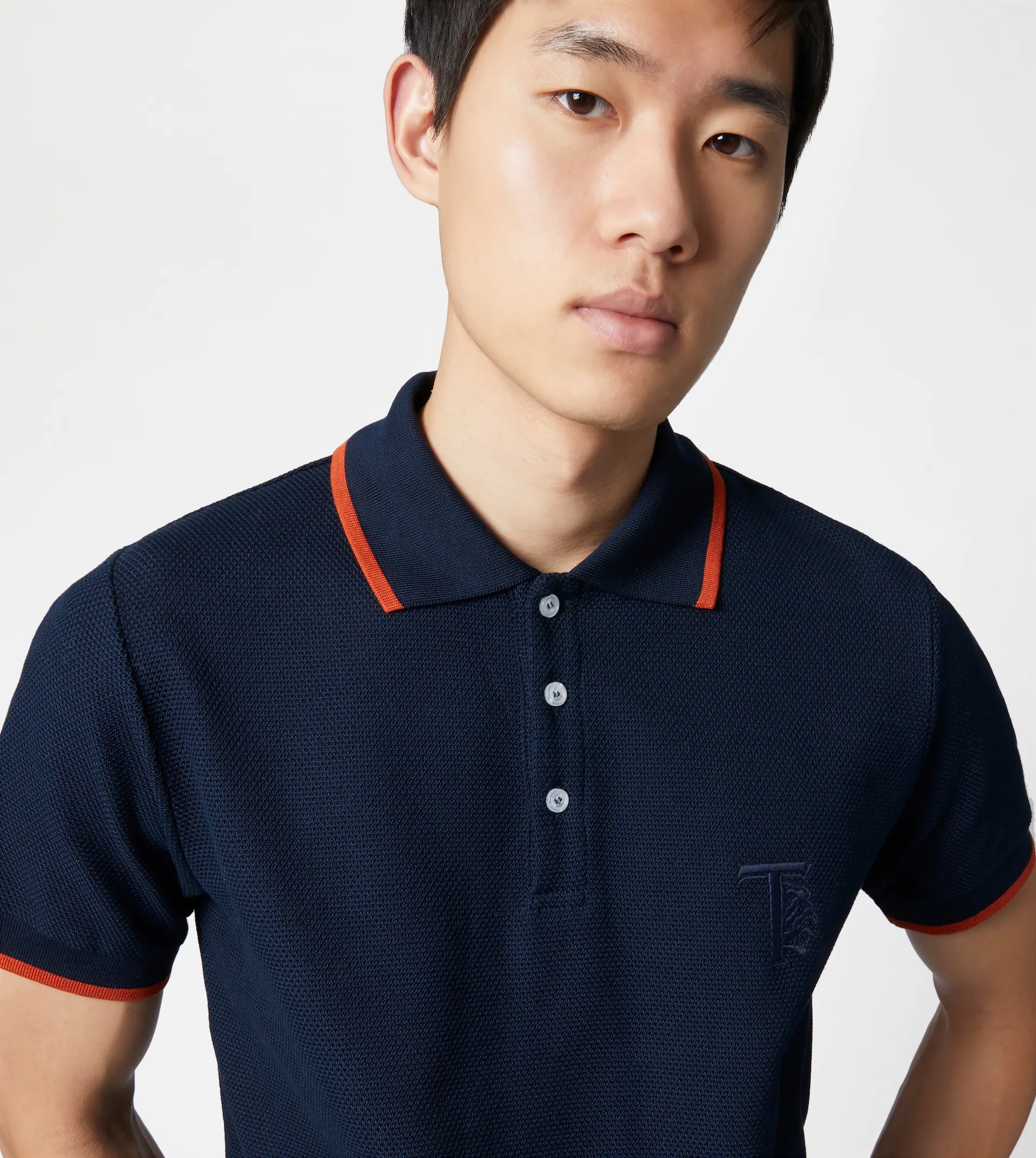 POLO SHIRT IN JACQUARD COTTON - BLUE - 5