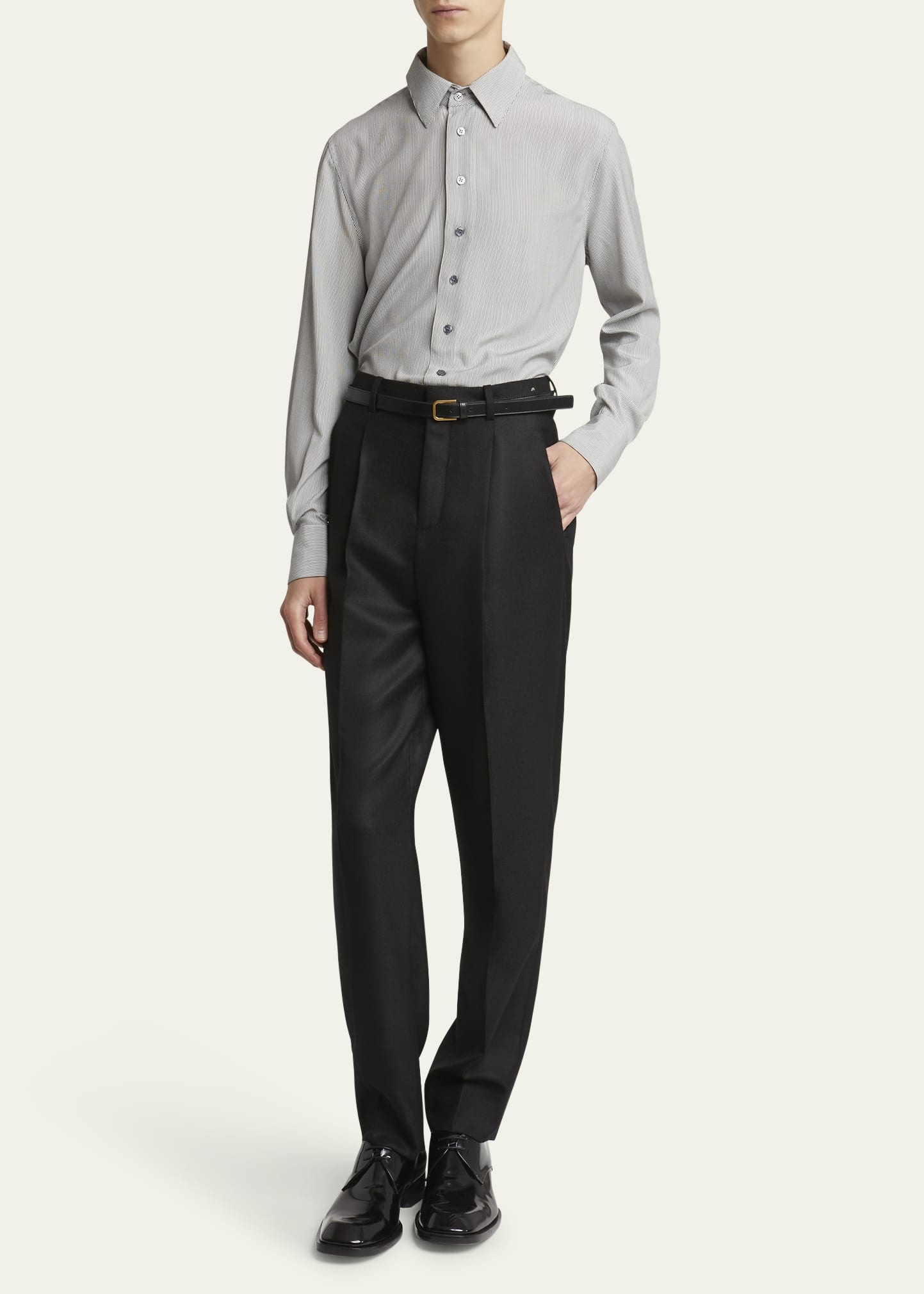 Men's Micro-Striped Silk Sport Shirt - 2
