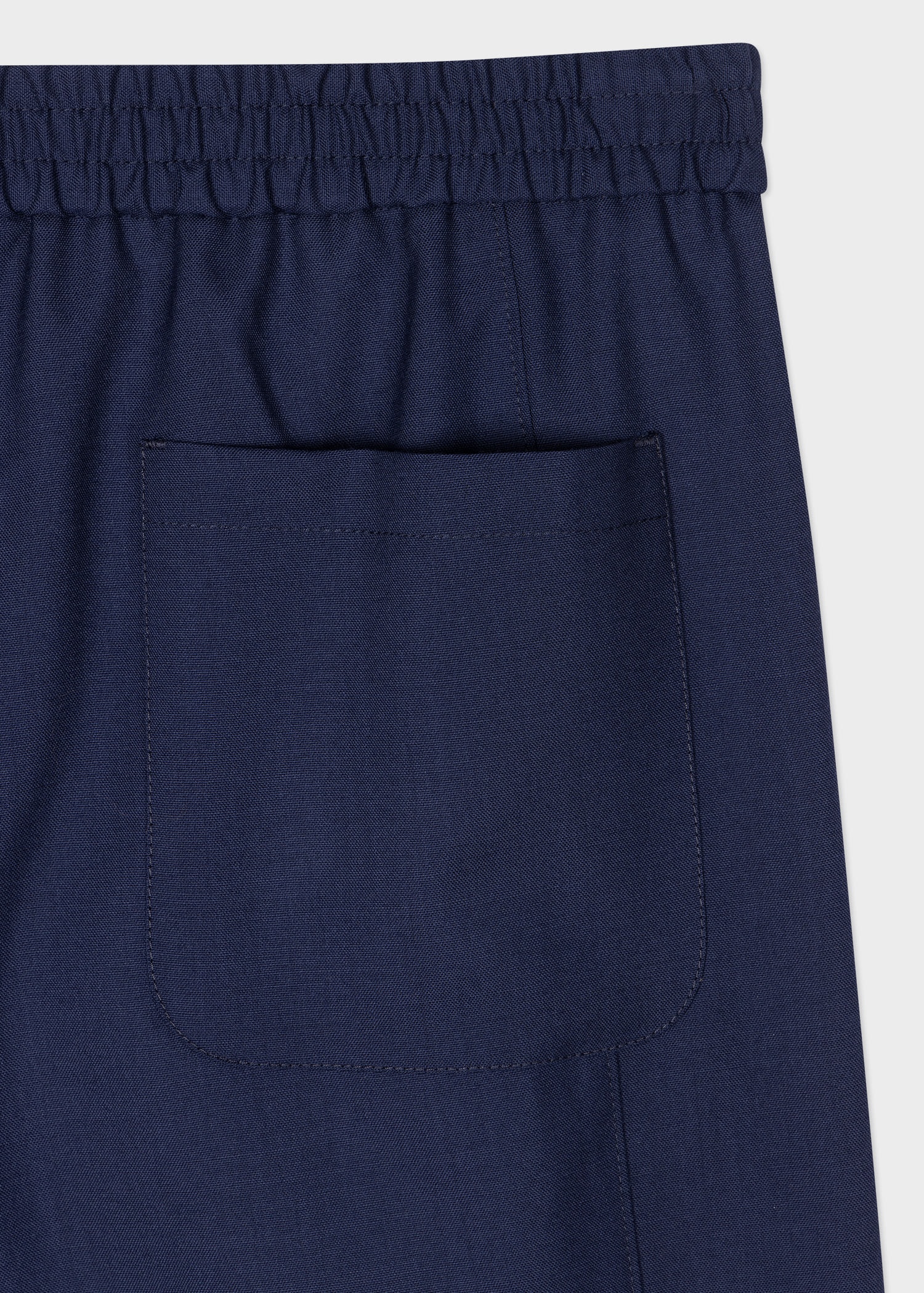 Navy Wool Wide-Leg Trousers - 2