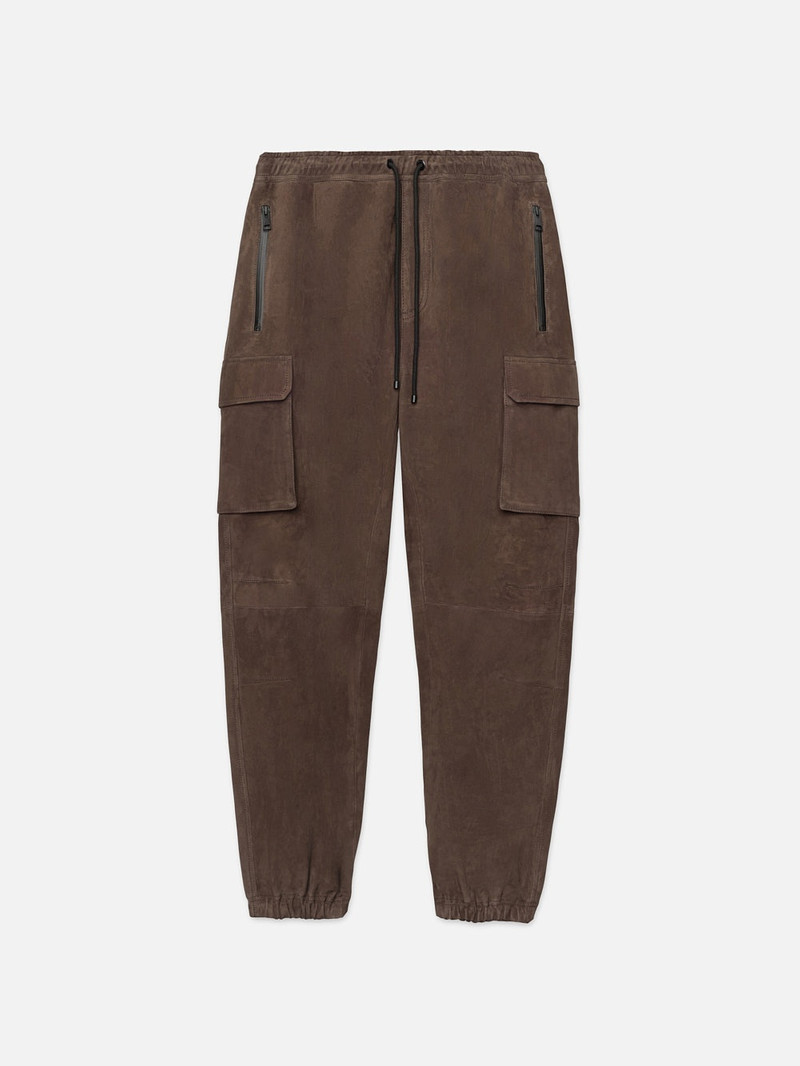 Suede Cargo Jogger in Dark Wood 1