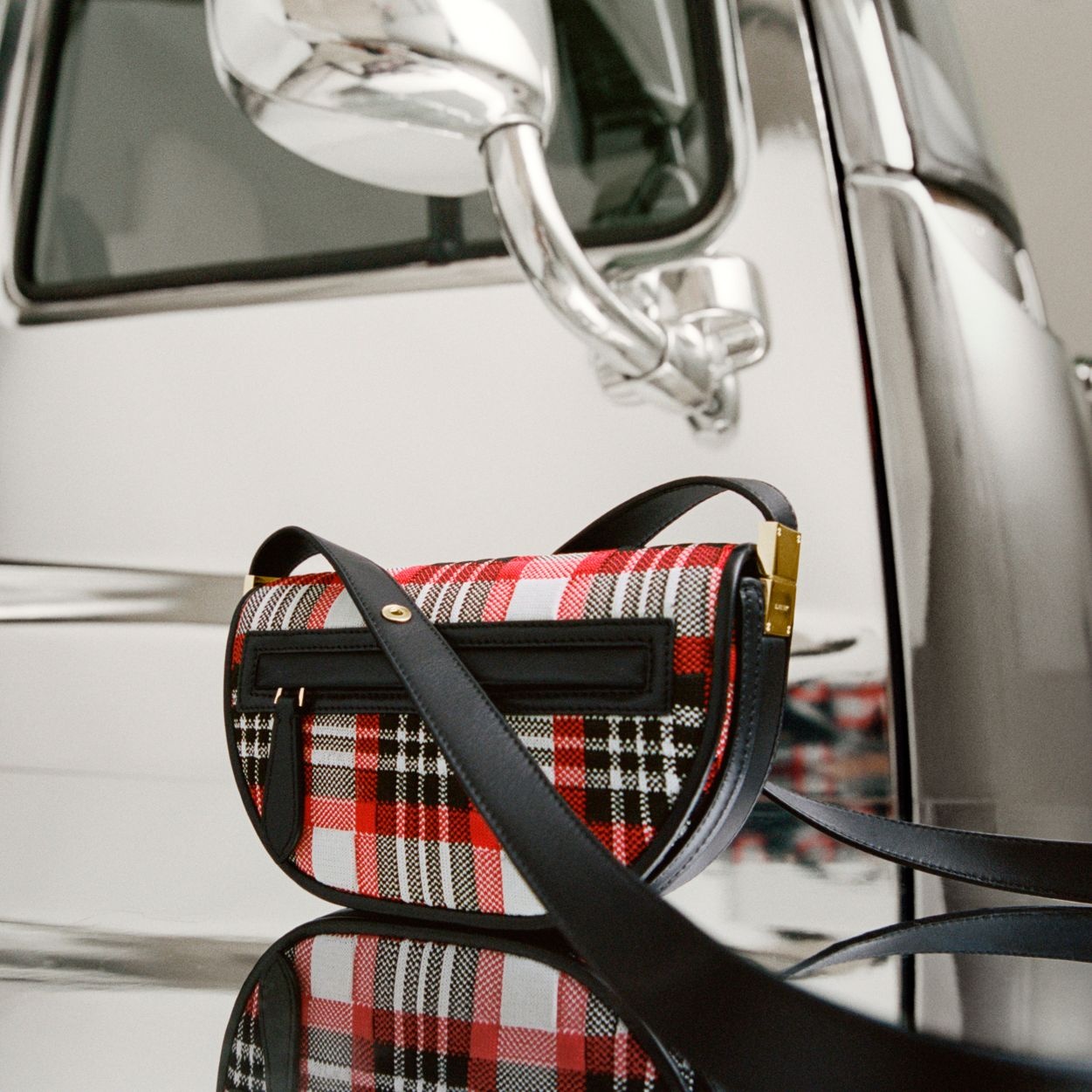 Mini Knitted Tartan and Leather Olympia Bag - 2