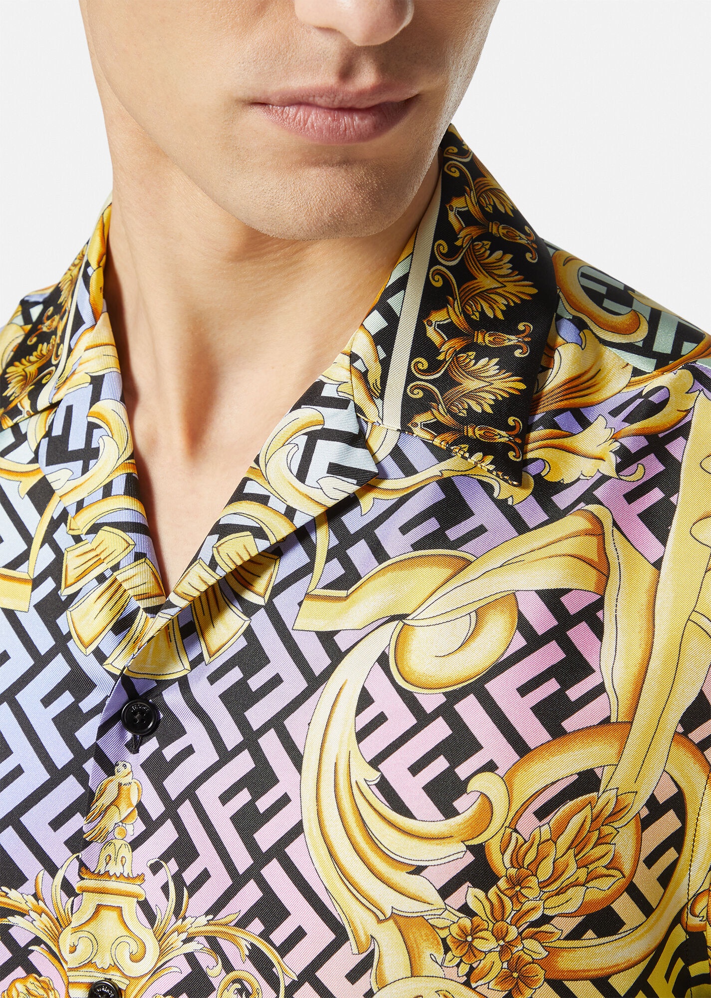 Fendace Gold Baroque Silk Shirt - 5