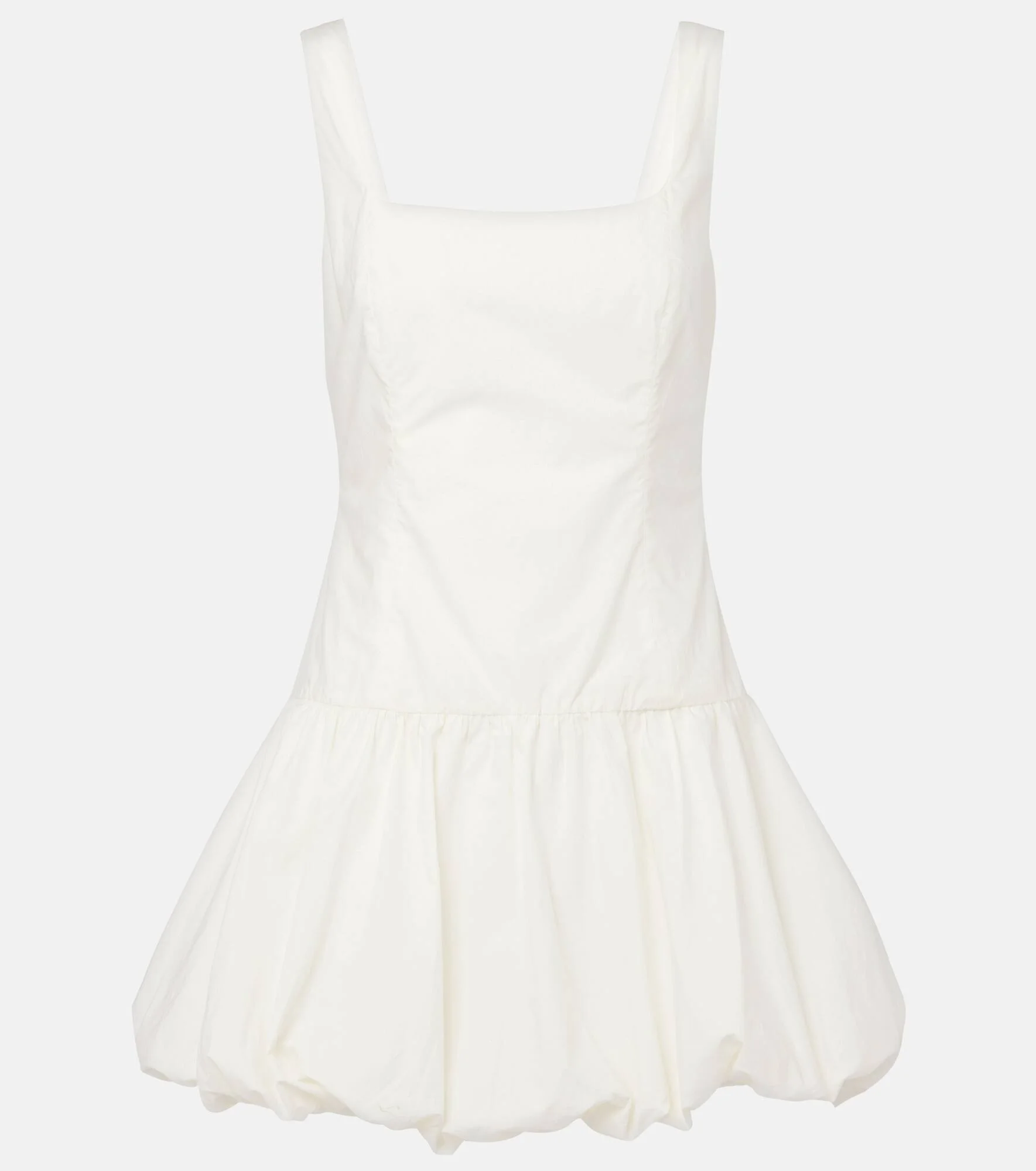 Gathered cotton poplin minidress - 1