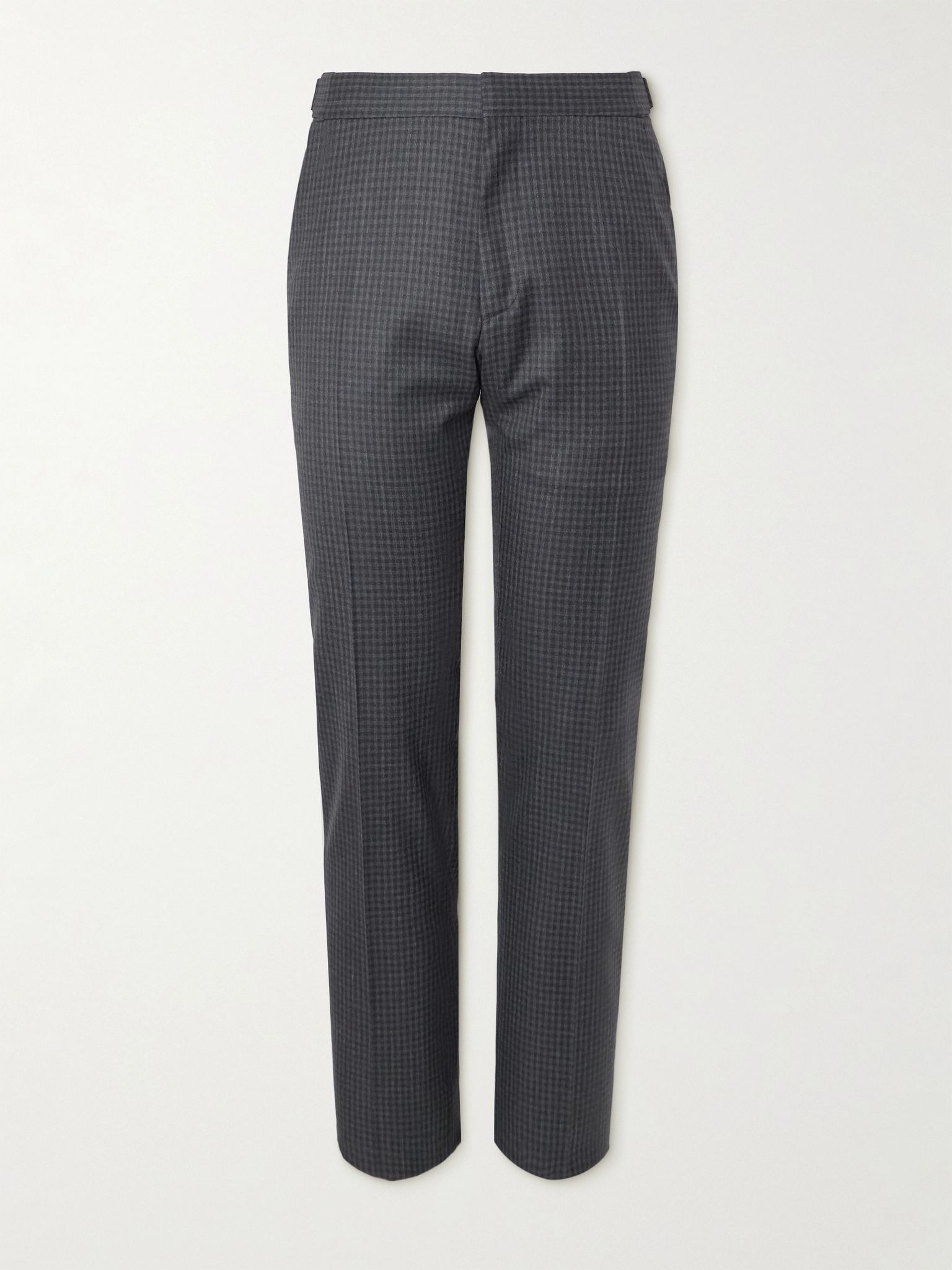 Dyllan Checked Wool Suit Trousers Gray - 1