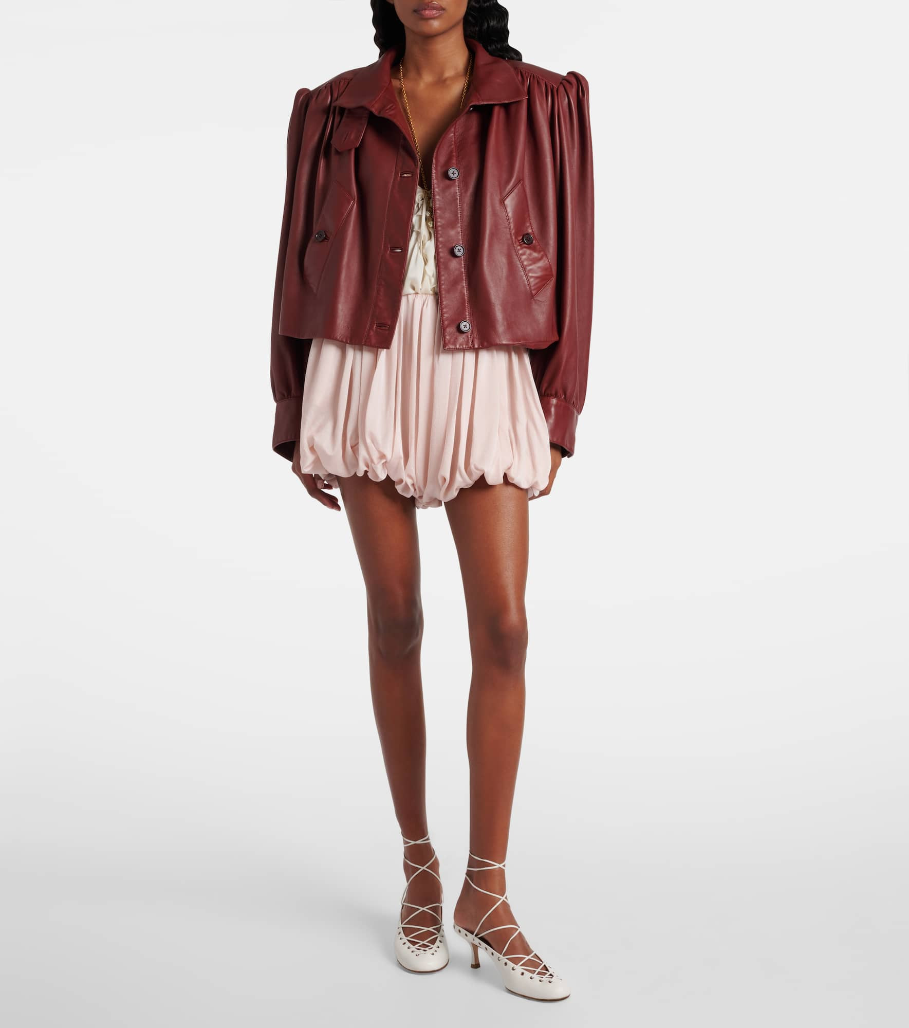 Cropped leather jacket - 2