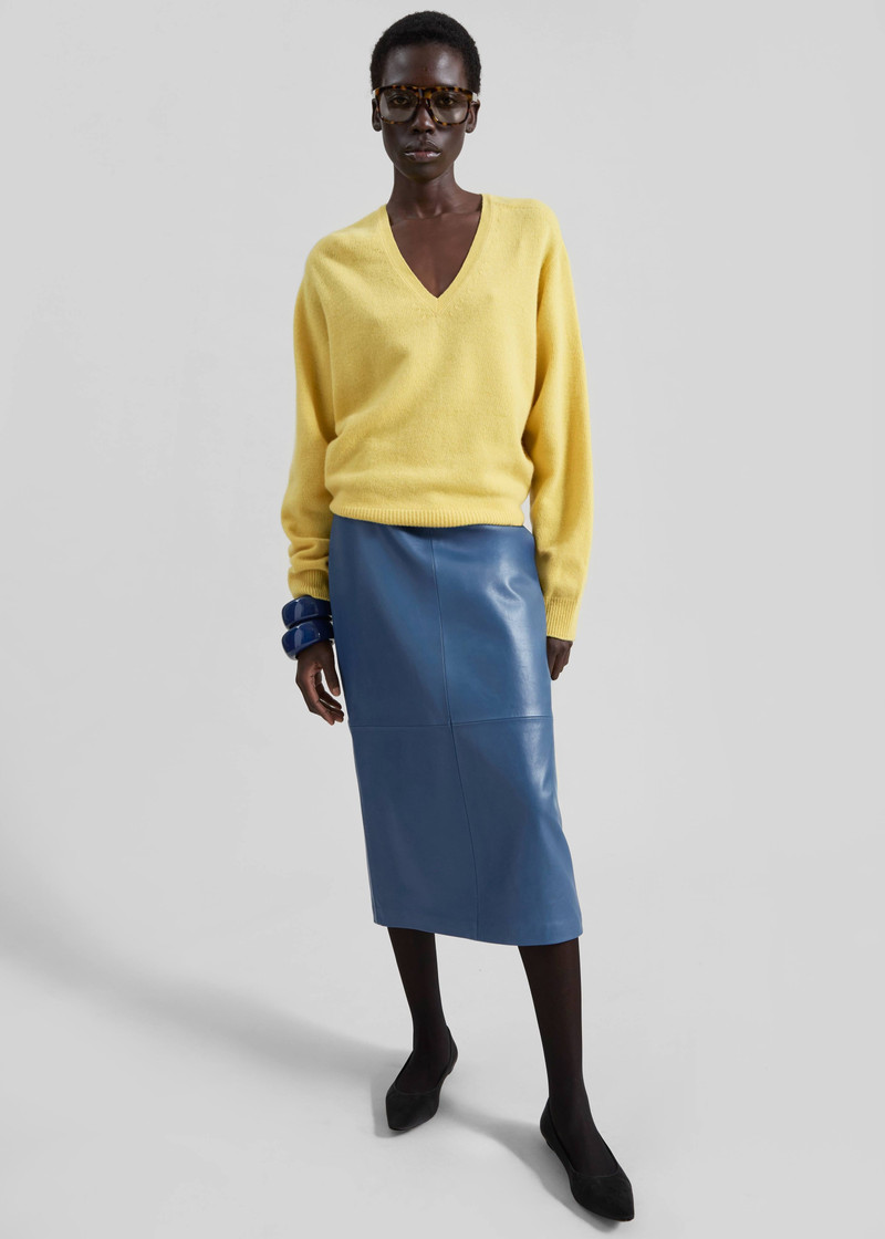 Taney Leather Midi Skirt - Cobalt 6