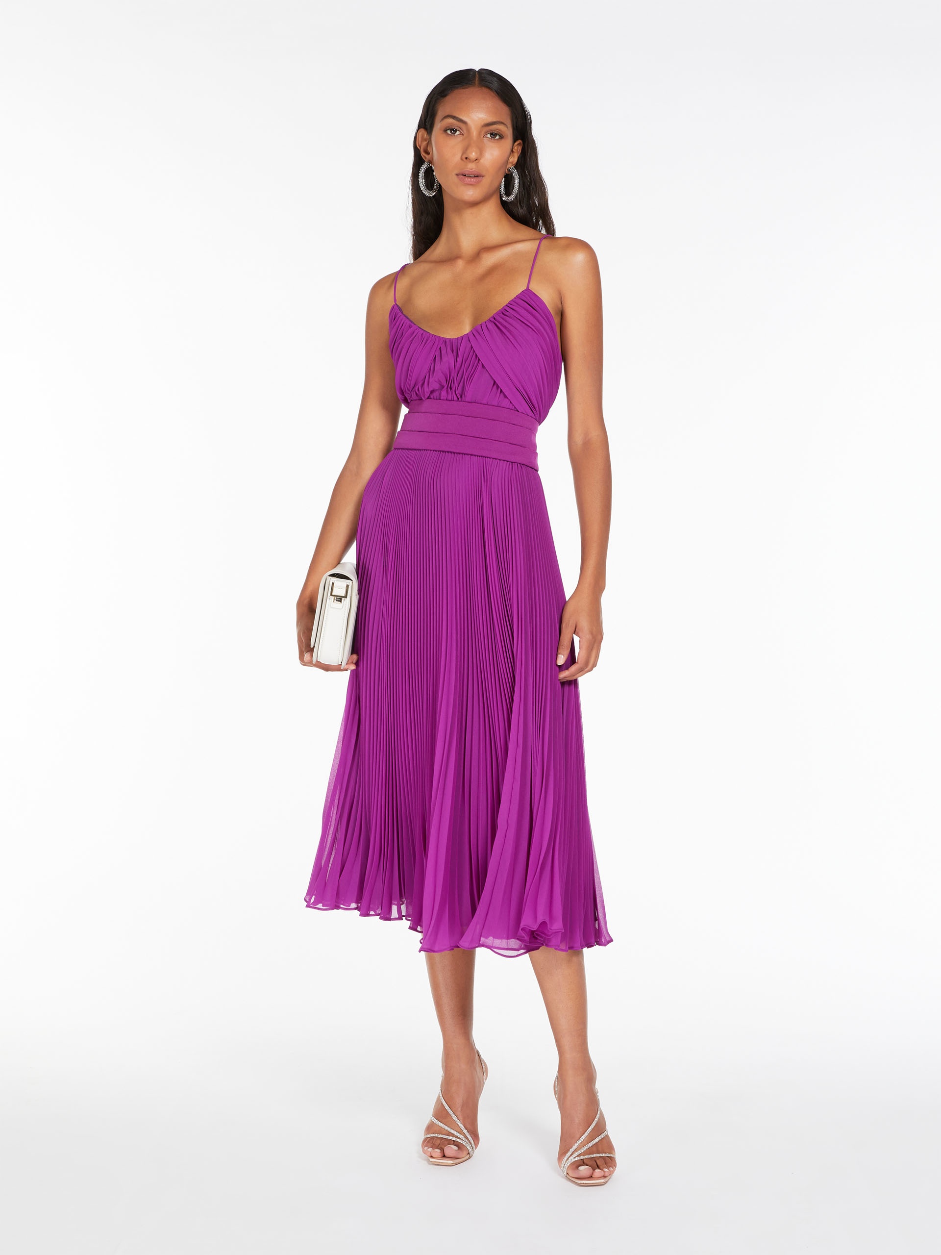 CLARINO Tuxedo dress in pleated fabric - 2