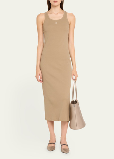 Brunello Cucinelli Cotton Ribbed Tank Dress with Crest Detail outlook