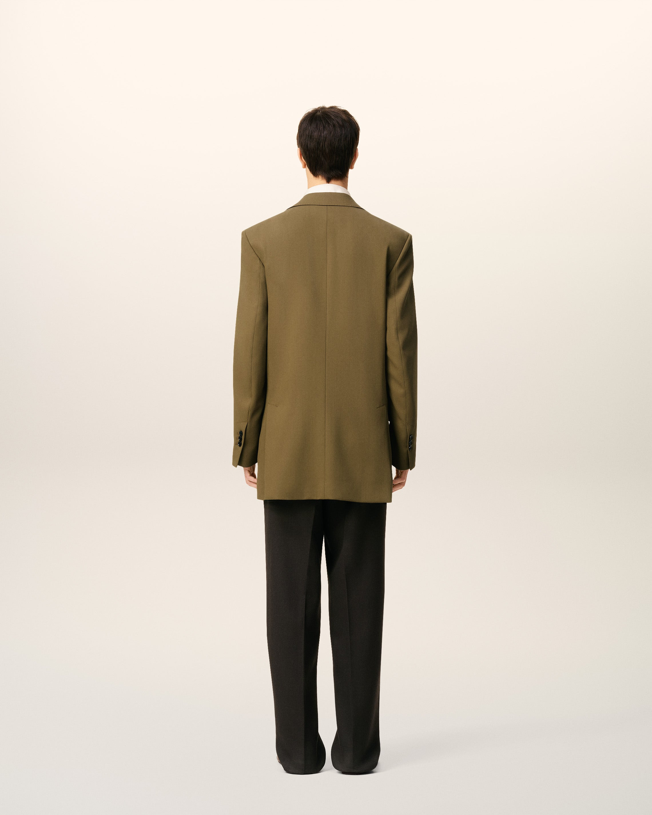 GREEN WOOL LOOSE DOUBLE BREASTED JACKET - 5