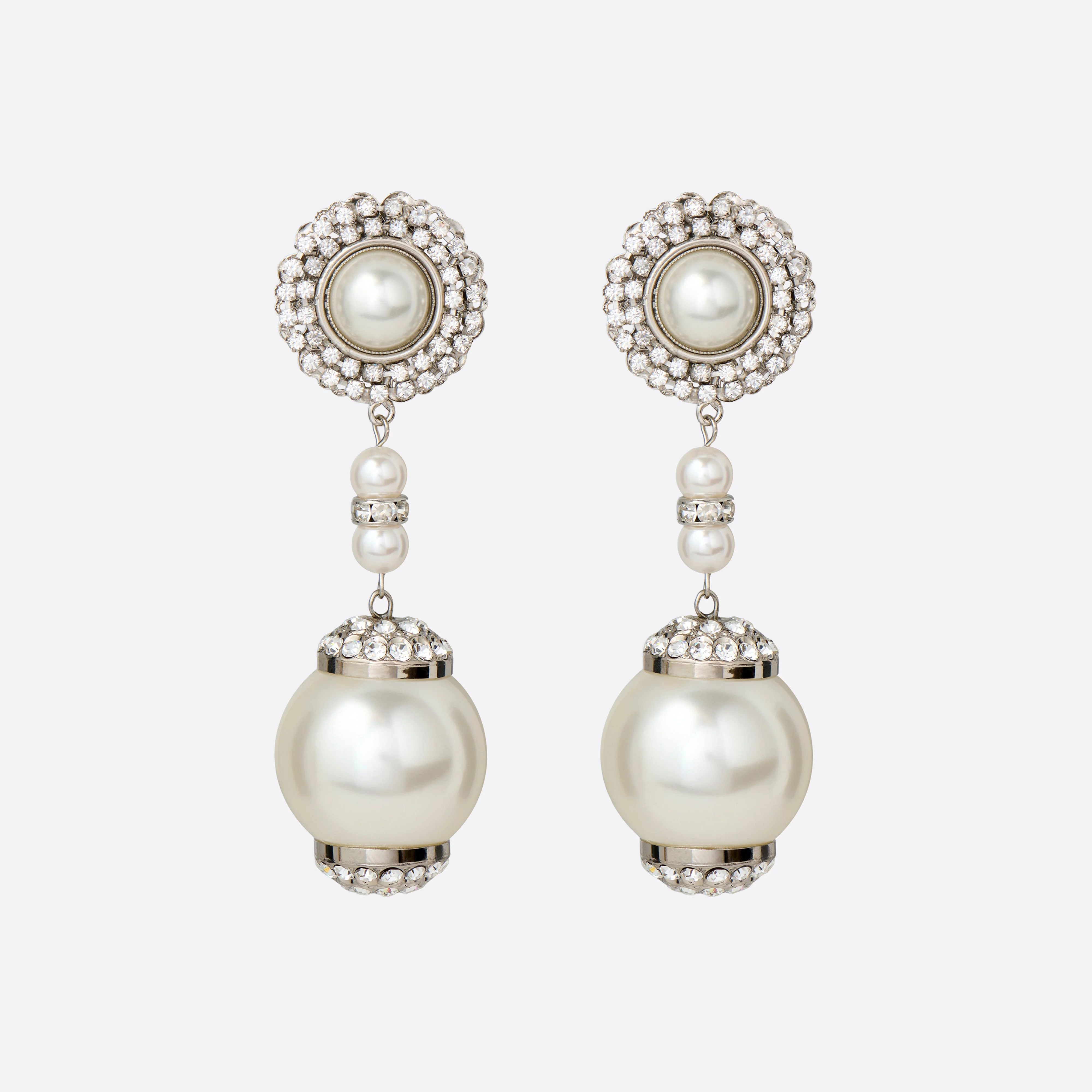 PEARL AND CRYSTAL EARRINGS WITH PENDANT - 1