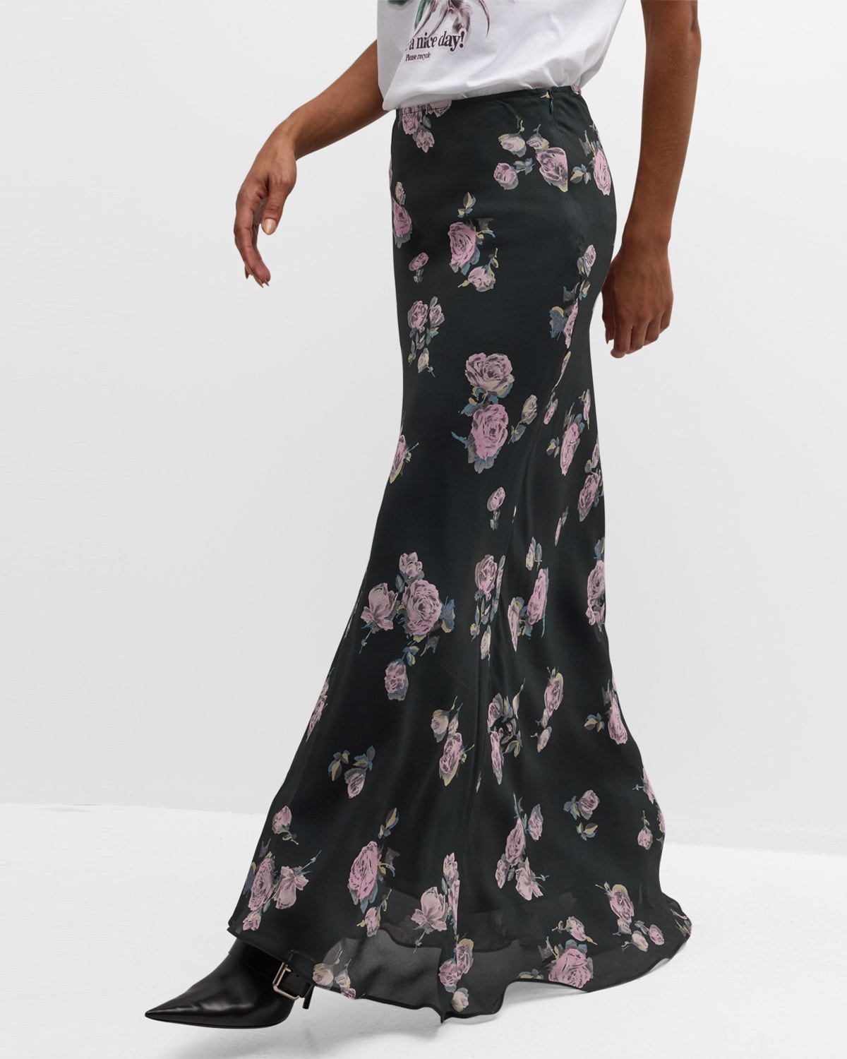 Floral Crepe Maxi Skirt - 6