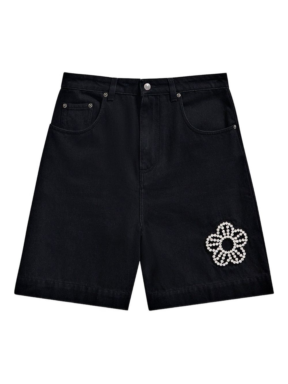 crystal-flower denim shorts - 1