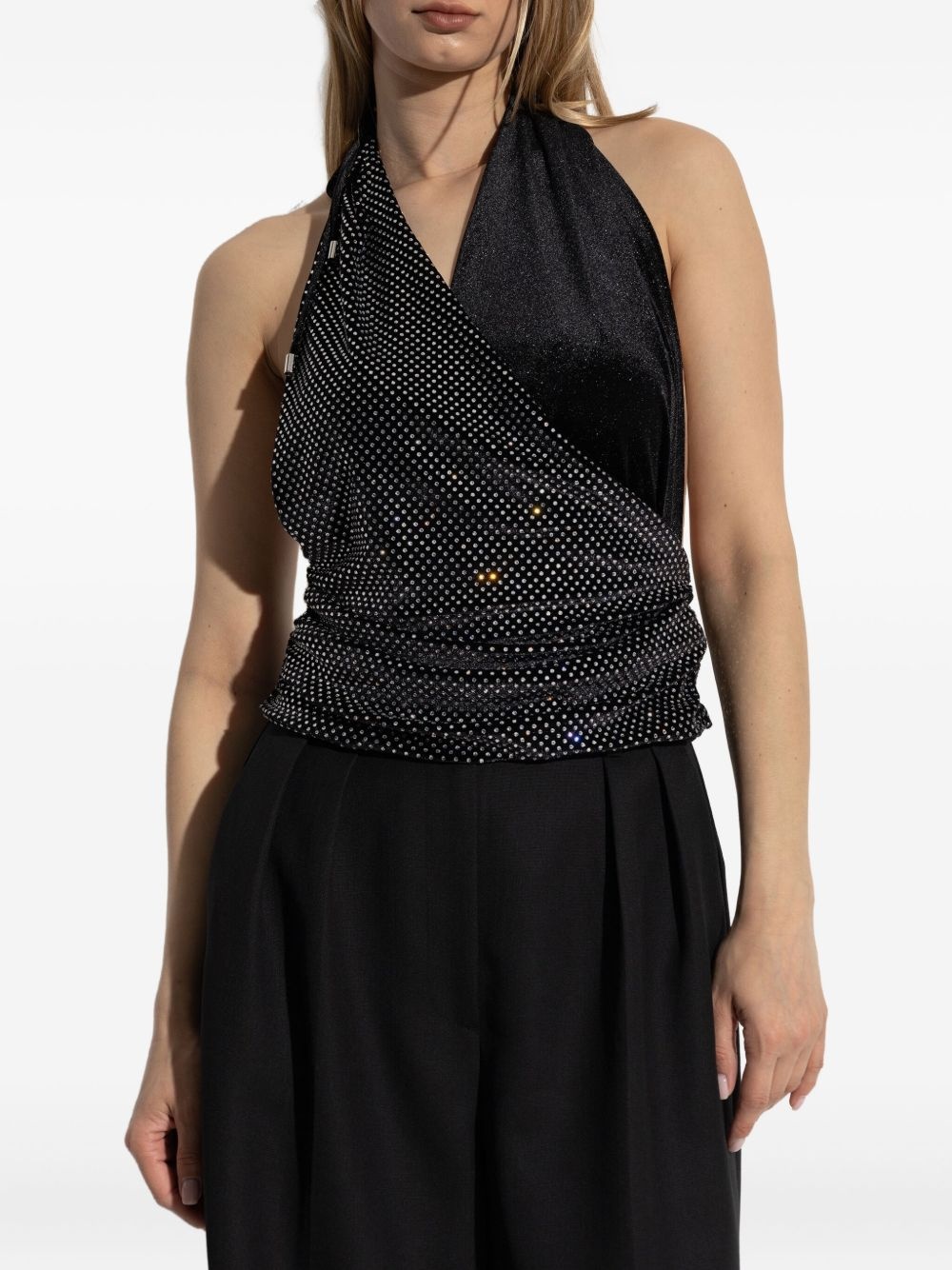 crystal-embellished halterneck top - 3