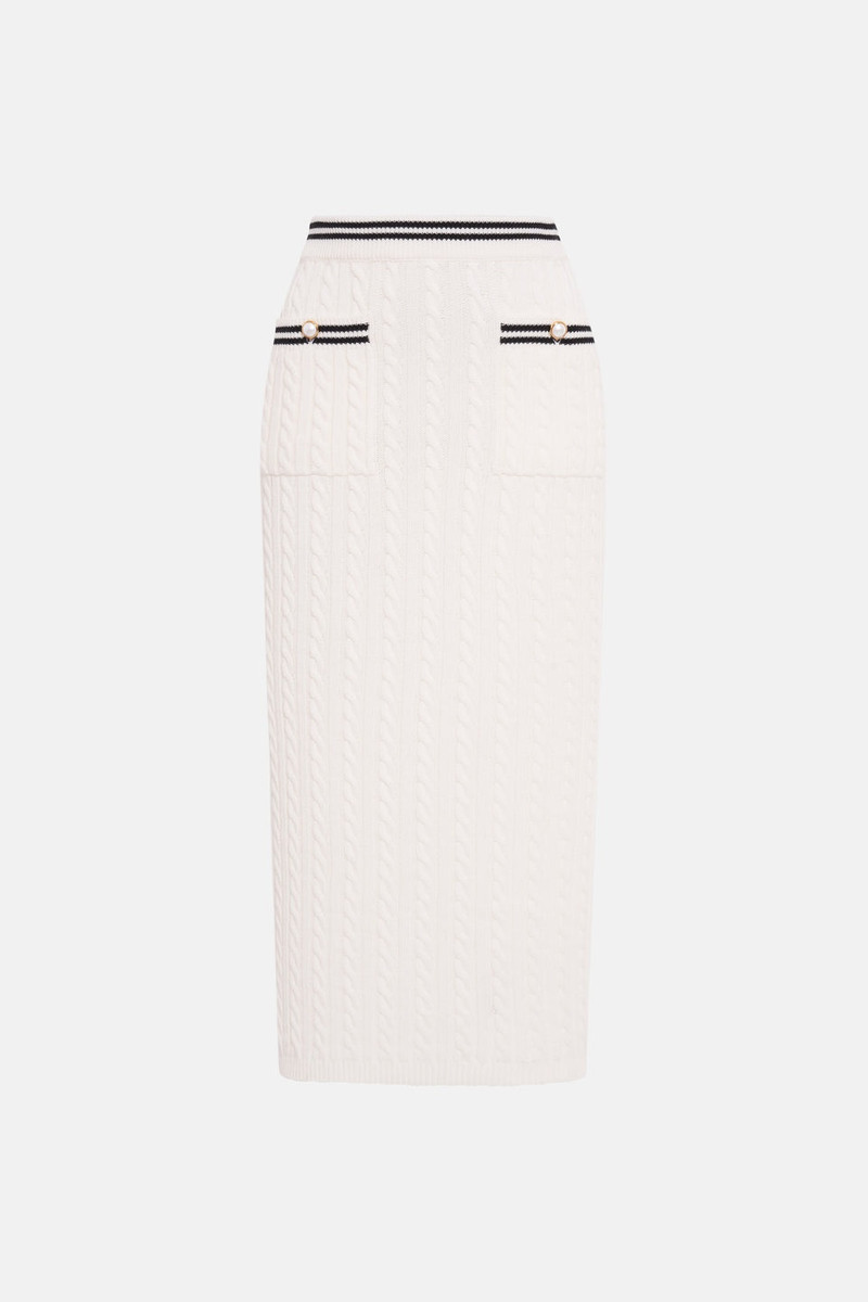 COTTON BLEND KNITTED MIDI SKIRT - 1