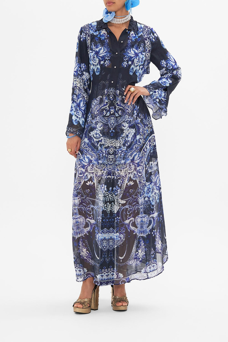CAMILLA PRINTED TRENCH WITH CUTWORK LACE COLLAR outlook