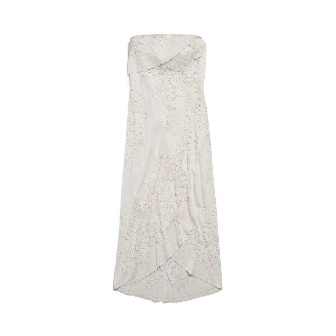 Women's Upcycled Tablecloth Dress in Off White - 1
