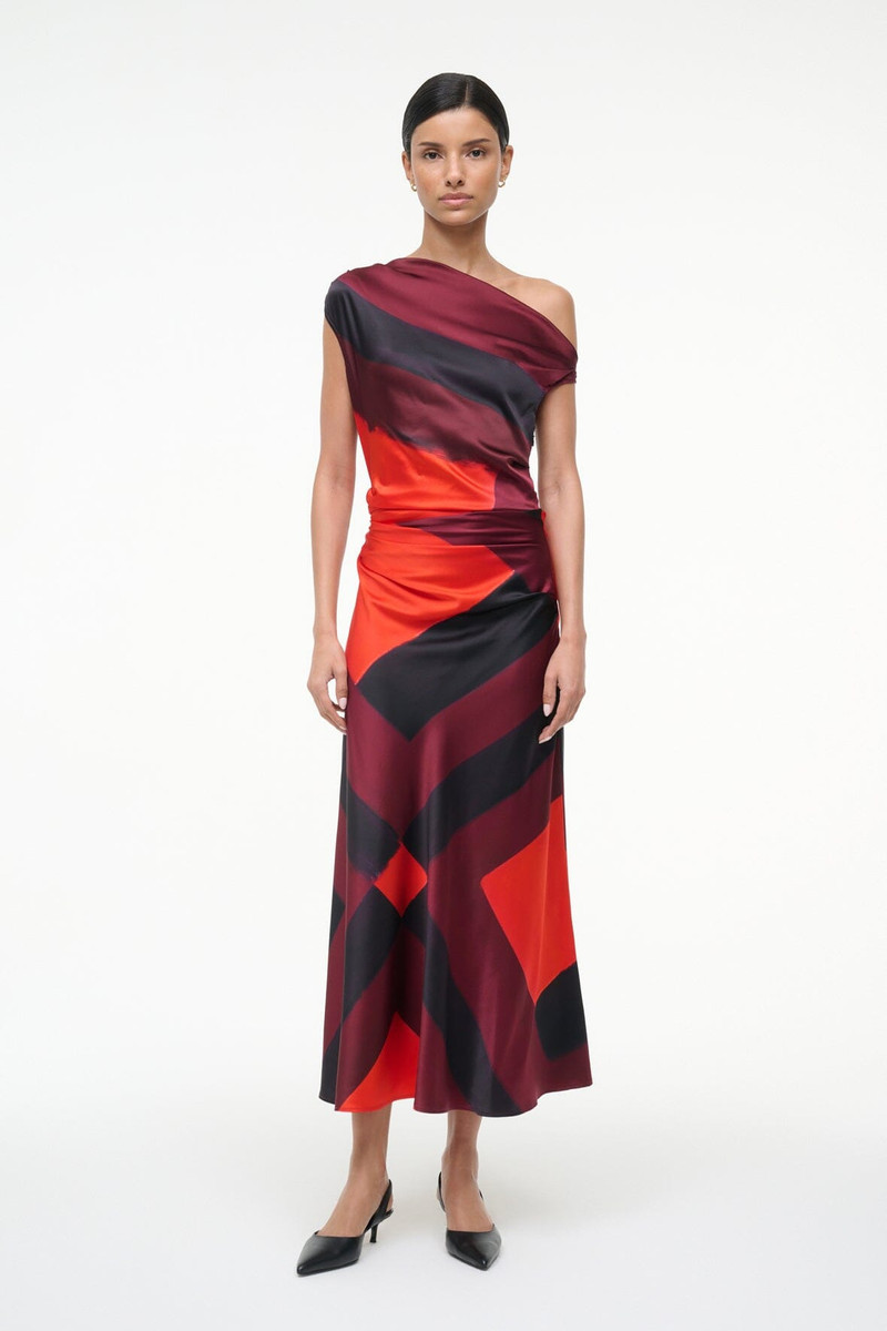 STAUD STAUD PHARE SILK DRESS RUBY PRISM outlook