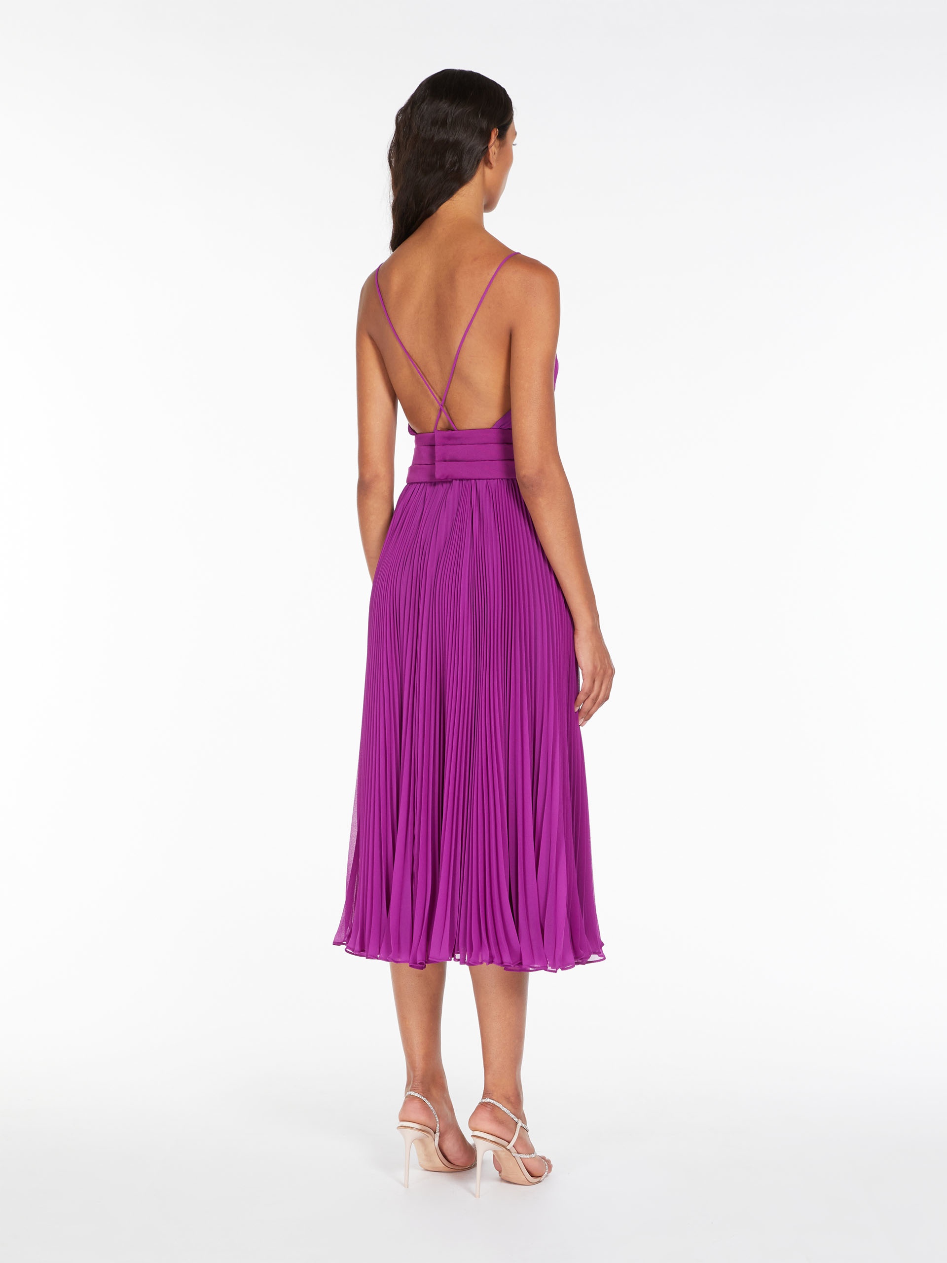 CLARINO Tuxedo dress in pleated fabric - 4