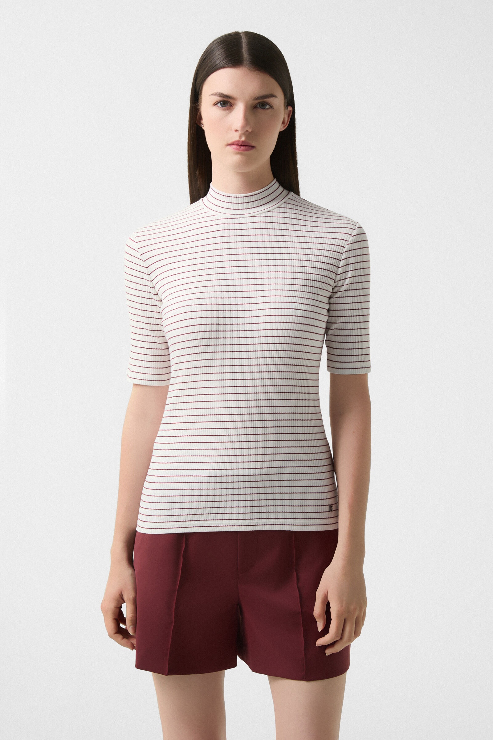 T-shirt Riva in Wine red/off-white - 2