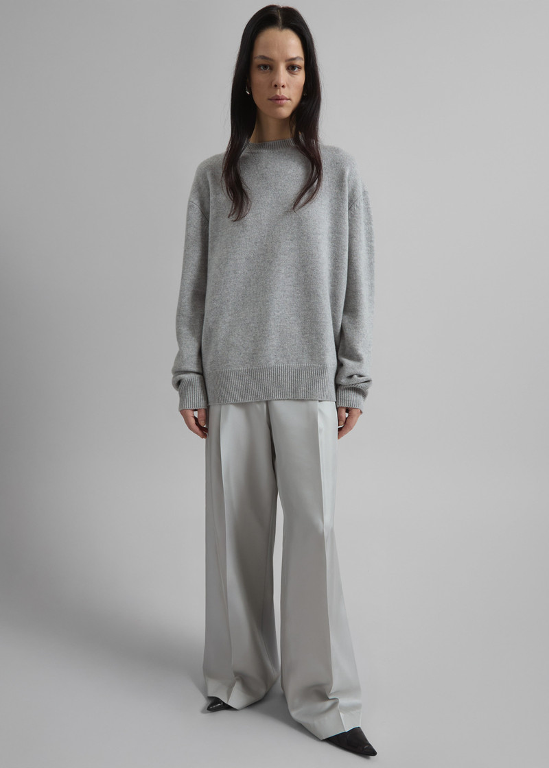 Marfa Pleated Silk Trousers - Grey 7