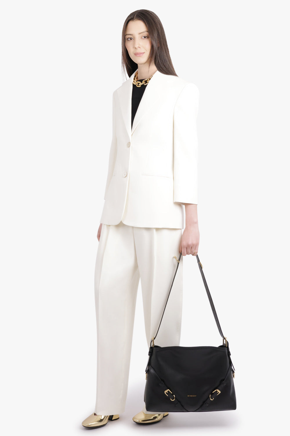 VOYOU MEDIUM SHOULDER BAG | BLACK/GOLD - 5