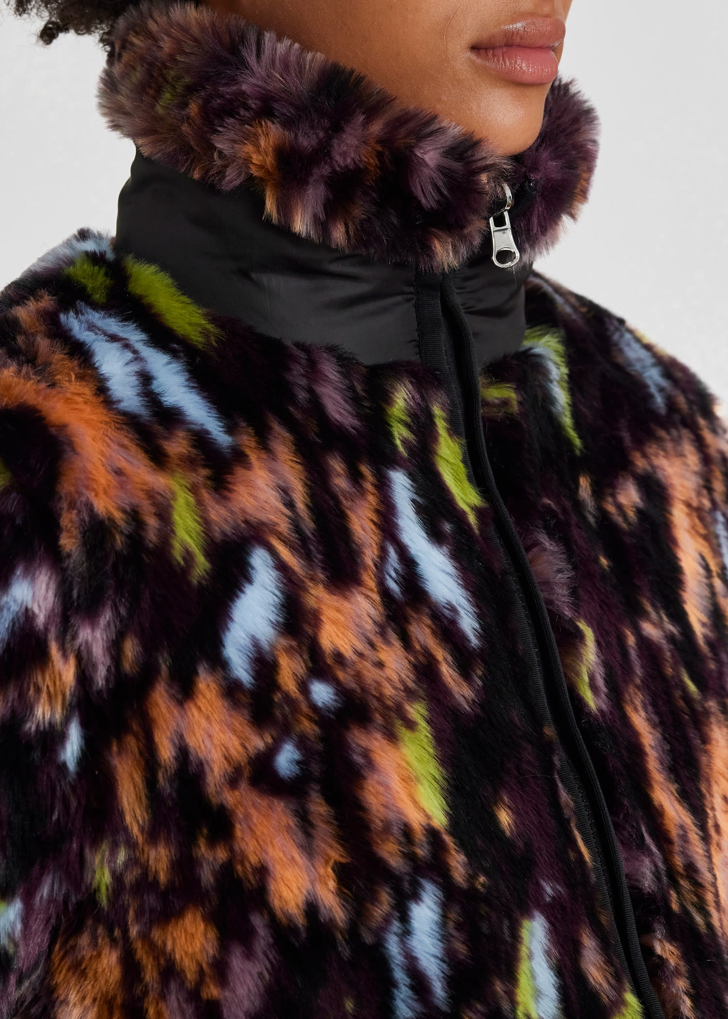Black 'Bark' Reversible Faux Fur Coat - 8