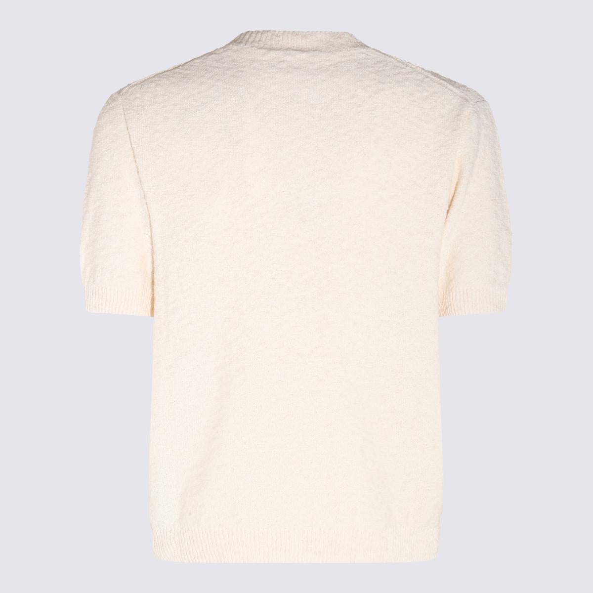 MAISON MARGIELA OFF WHITE COTTON TEXTURED T-SHIRT - 2