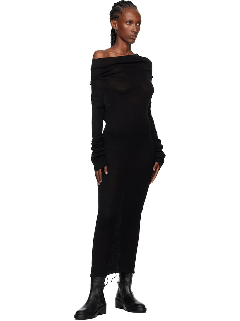 Ann Demeulemeester Black Barbro Dropped Shoulder Knitted Midi Dress outlook